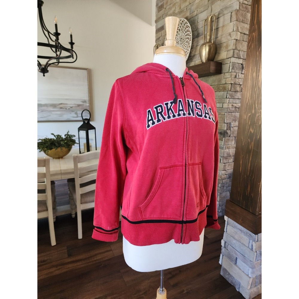 Vintage Arkansas Razorbacks Nike Hoodie‎ Full Zip Red College NCAA Sweatshirt